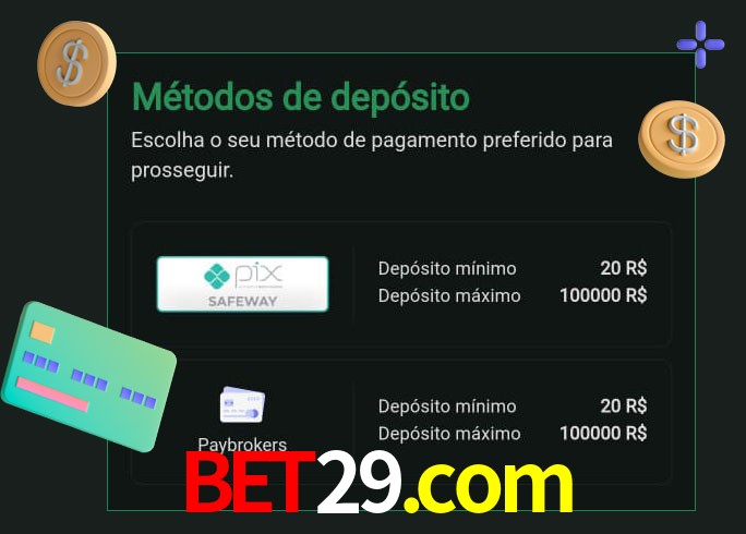 O cassino bet29.com oferece uma grande variedade de métodos de pagamento